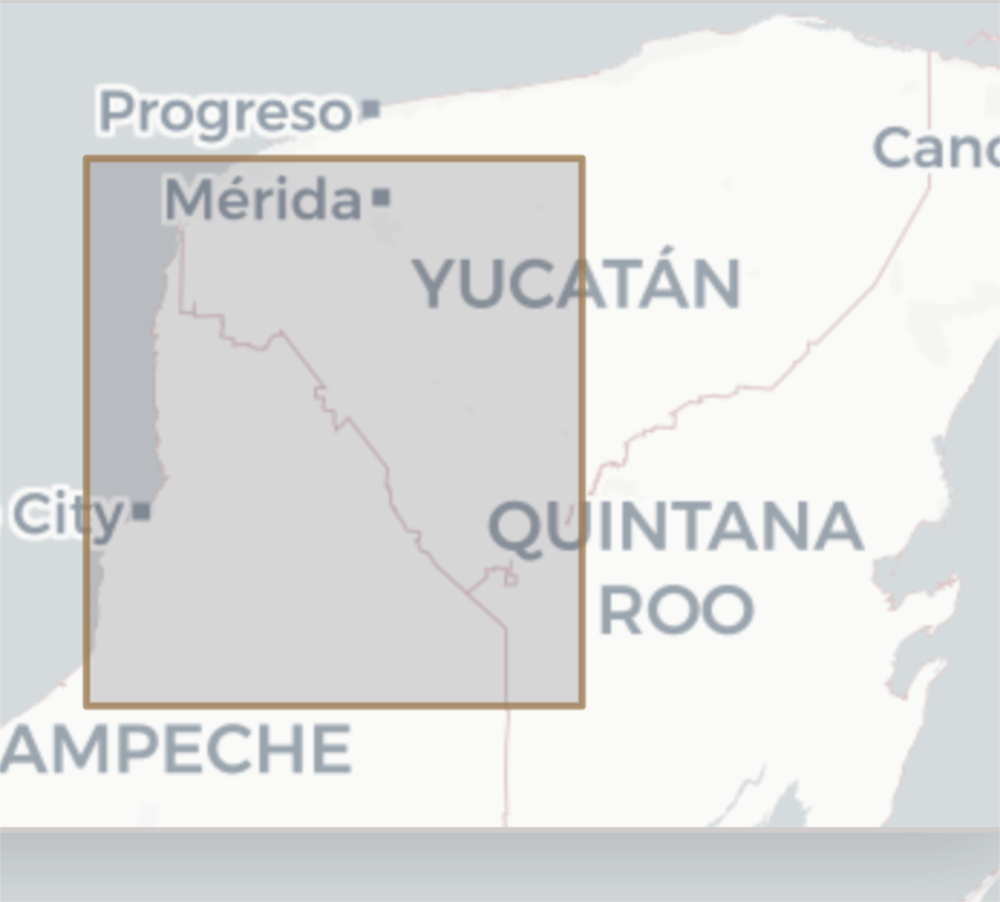 Merida to Campeche itinerary locator map